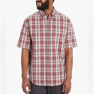 Wolverine NWT Men’s Size L Mortar Short Sleeve Dark Brick Red Plaid Casual Shirt